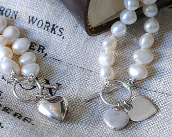 Freshwater Pearl Necklace With Silver Heart, 2 of 2