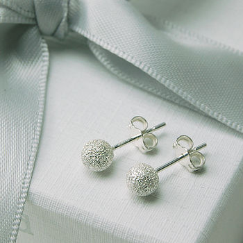 Frosted Sterling Silver Stud Earrings, 2 of 5