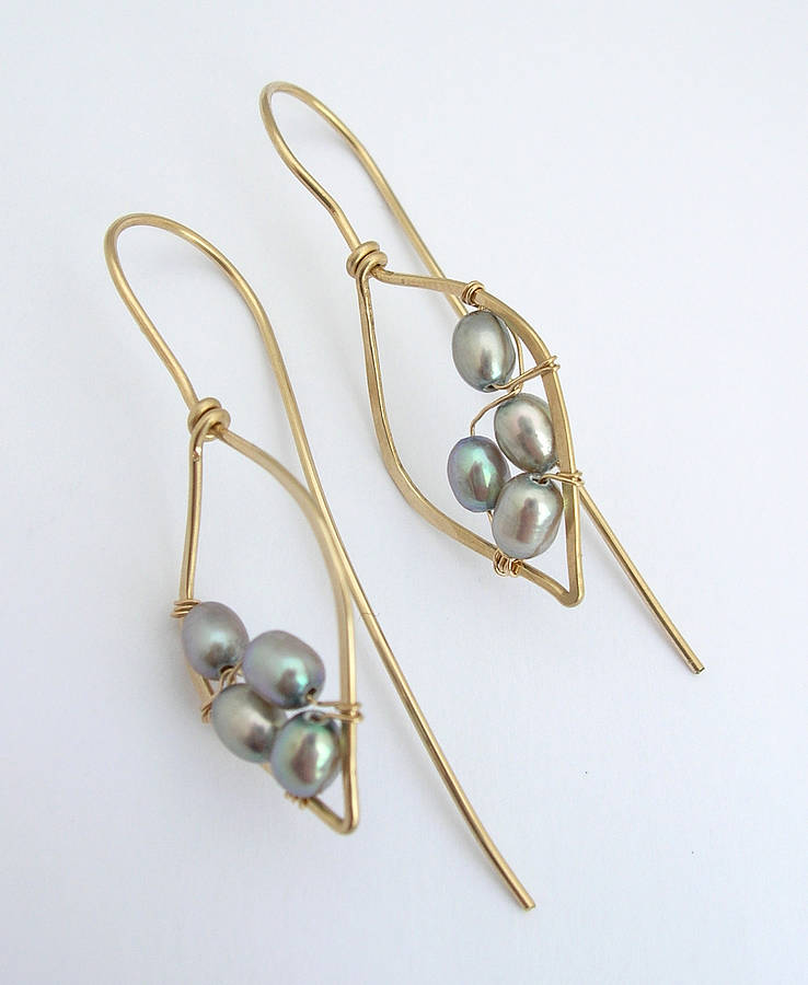 Silver Pearl Leaf Hoops By Sarah Hickey | notonthehighstreet.com