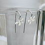 Tiny Silver Flower Hook Earrings, thumbnail 2 of 2