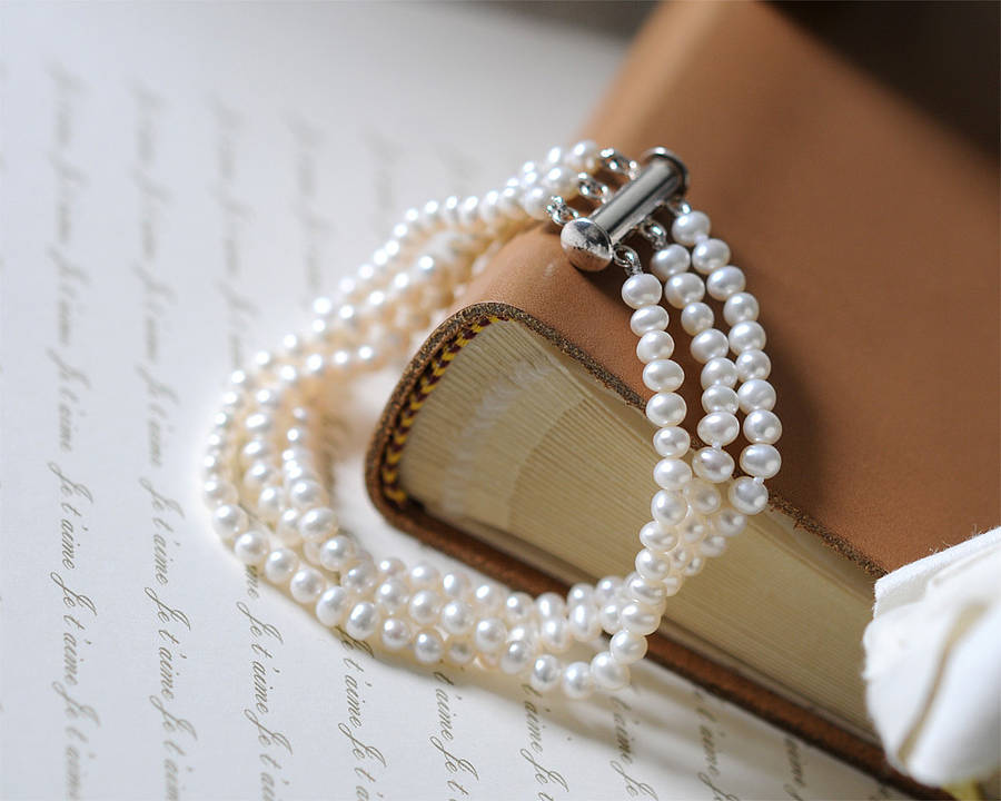 Three Strand White Pearl Bracelet, 1 of 2