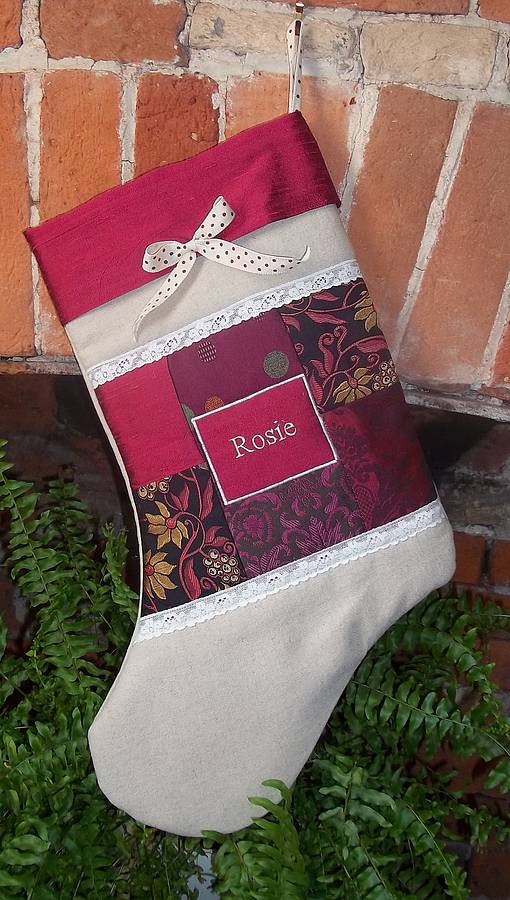 Silk And Linen Christmas Stocking By Tuppenny House Designs ...