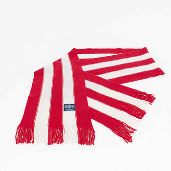 Vertical Cashmere Football Scarf: Red & White, 2 of 3