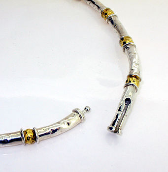 Gold Vermeil And Silver Beaten Bead Necklace, 7 of 8