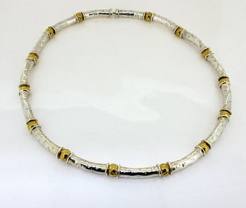 Gold Vermeil And Silver Beaten Bead Necklace, 2 of 8