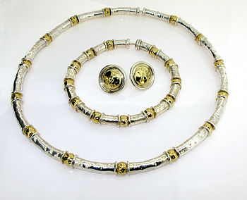 Gold Vermeil And Silver Beaten Bead Bracelet, 7 of 8