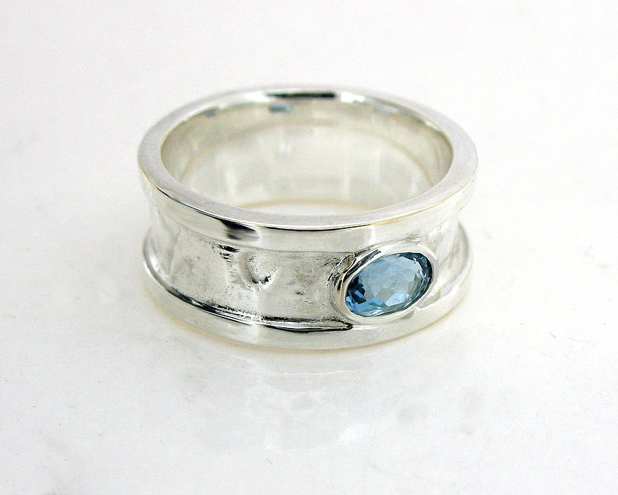 Small Silver Blue Topaz Drum Ring By Will Bishop Jewellery Design ...