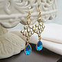 Gold Plated Scroll Glass Drop Earrings, thumbnail 3 of 3