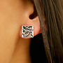 Abstract Hammered Sterling Silver Square Stud Earrings, thumbnail 2 of 2