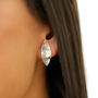 Olive Sterling Silver Leaf Stud Hammered Earrings, thumbnail 2 of 2