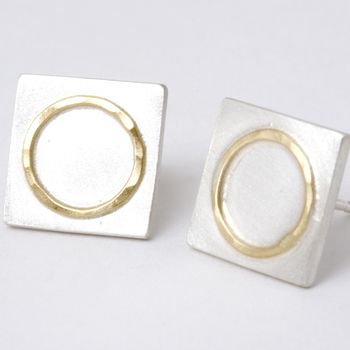 Handmade Studs With 18ct Yellow Gold Detail, 2 of 4