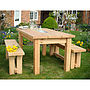 Chunky Wood Planter/Drinks Dining Table And Benches Set, thumbnail 2 of 5