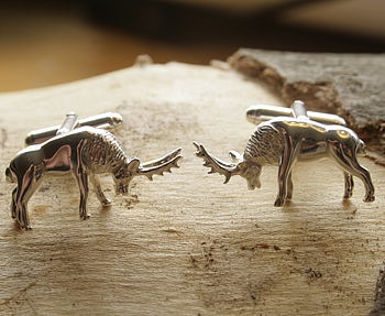 Sterling Silver Stag Cufflinks, 2 of 3