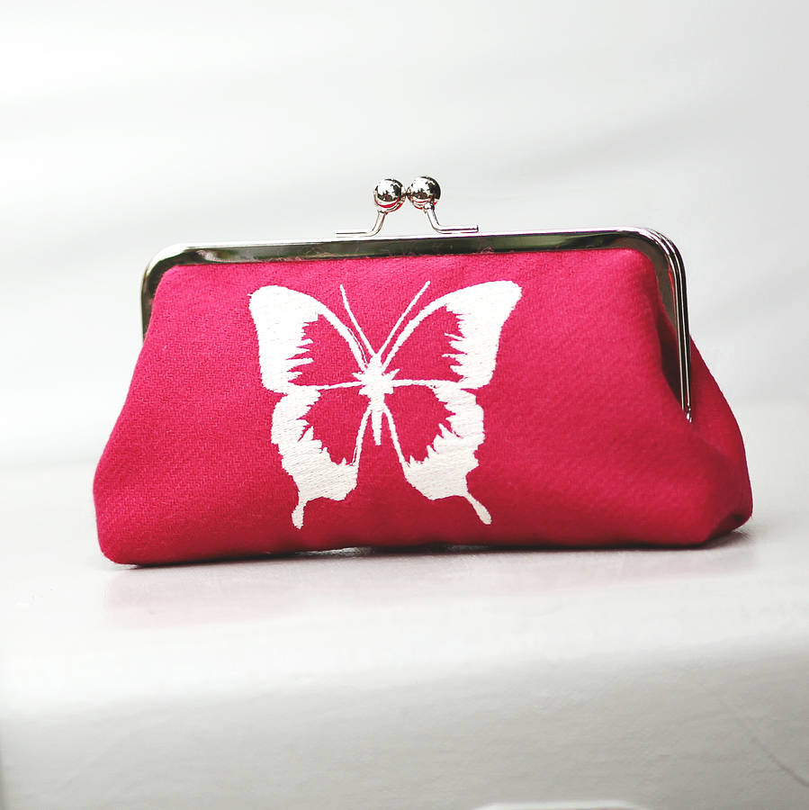 Embroidered Butterfly Clutch Bag By Little Birdie