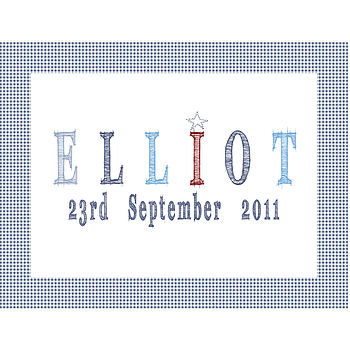 Personalised Baby Boy Name Canvas Print, 2 of 3