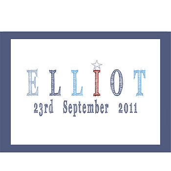 Personalised Baby Boy Name Canvas Print, 3 of 3