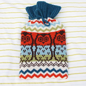 Owl Fairisle Knitted Hot Water Bottle Cover, 2 of 4
