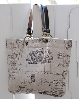 Cherub Linen Bag With Leather Handles, 2 of 6
