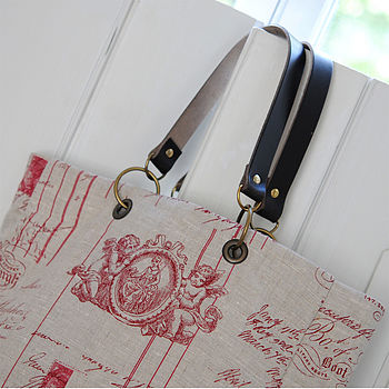 Cherub Linen Bag With Leather Handles, 3 of 6