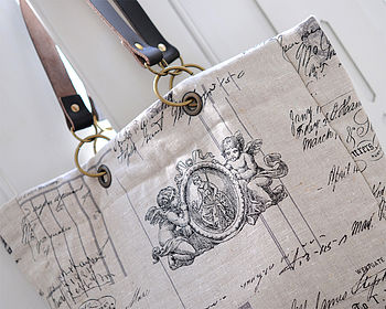 Cherub Linen Bag With Leather Handles, 5 of 6