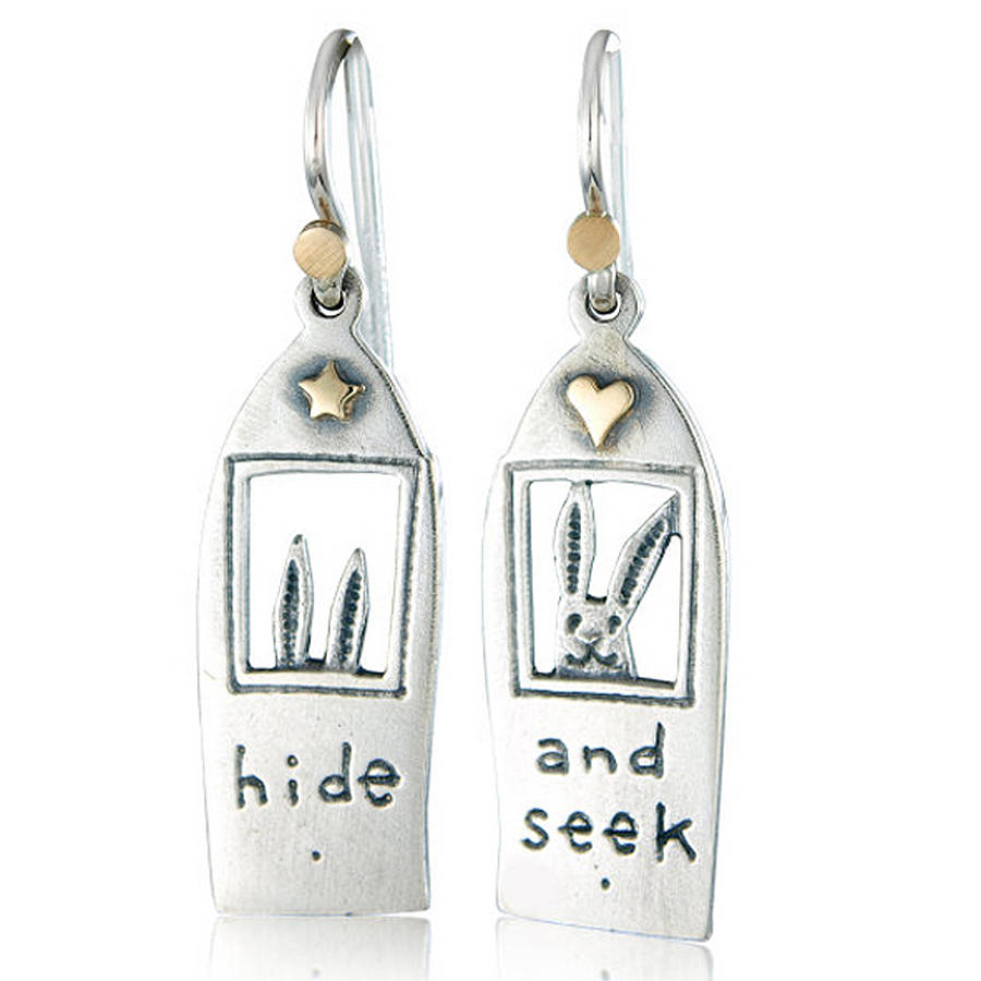 'Hide And Seek' Drop Earrings, 1 of 2