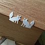 Handmade Silver Fox Stud Earrings, thumbnail 3 of 3