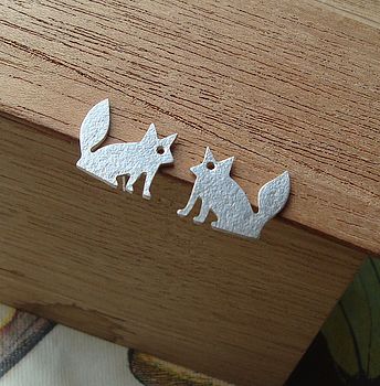 Handmade Silver Fox Stud Earrings, 3 of 3