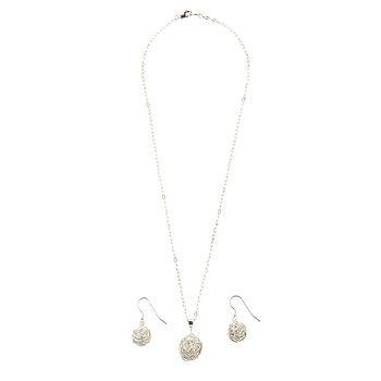Silver Bird's Nest Necklace & Earrings, 4 of 5