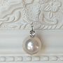 Rhinestone And Pearl Pendant Necklace, thumbnail 3 of 6