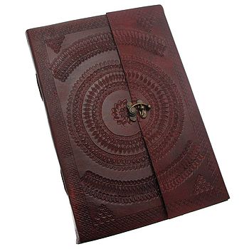 Handcrafted Indra A4 Embossed Leather Journal, 4 of 10