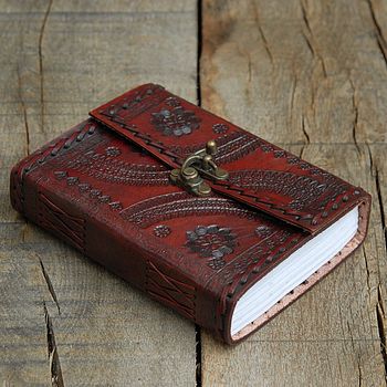 Handcrafted Indra Medium Embossed Leather Journal, 4 of 11