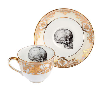 Upcycled Skull Design Gold Tea Cup And Saucer, 2 of 3