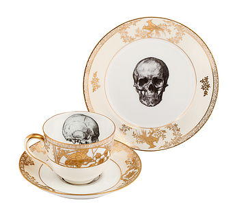 Upcycled Skull Design Gold Tea Cup And Saucer, 3 of 3