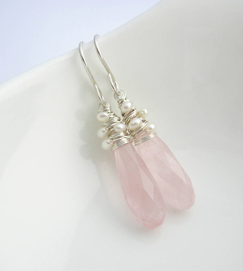 Exclusive Hand-Made Japanese-Style Earrings Handmade Pink Petals Wrapped Crystal Earrings Drop Earrings Ear Clip