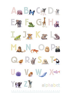 Illustrated Animals Alphabet Nursery Print By Little Blue Zebra