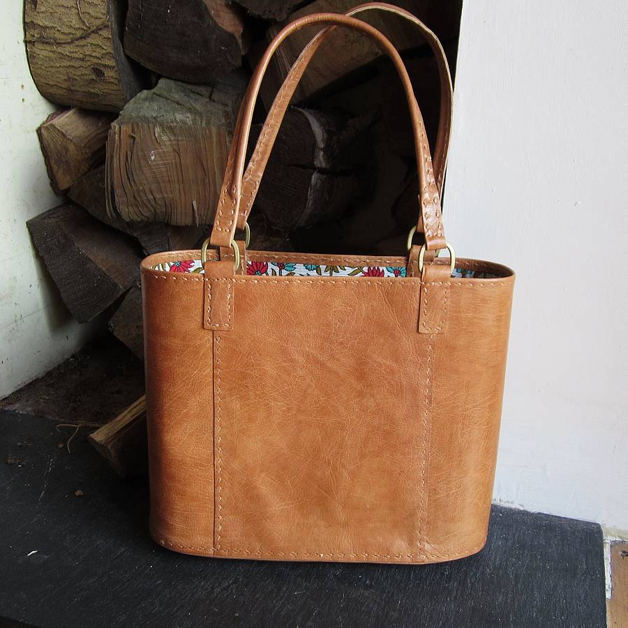 Leather Tote Handbag Beige Semashow Com