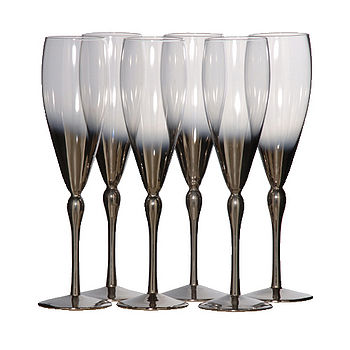 Silver Plated Champagne Flutes - Set Of Six, 2 of 2
