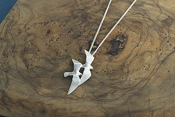 Double Sterling Silver Seagull Pendant, 2 of 3