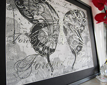 Butterfly Framed Diamante Embellished Artwork, 3 of 3