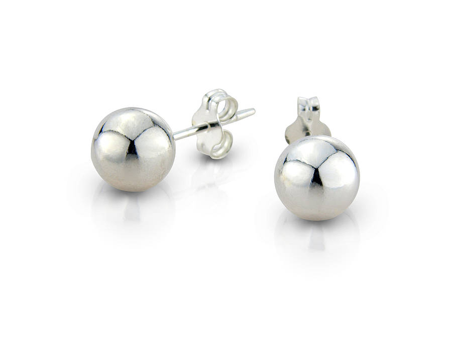 Sterling Silver Ball Stud Earrings By Argent of London