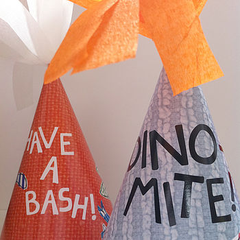 Pack Of Ten Handmade Dinosaur Party Hats By papier + ink print ...