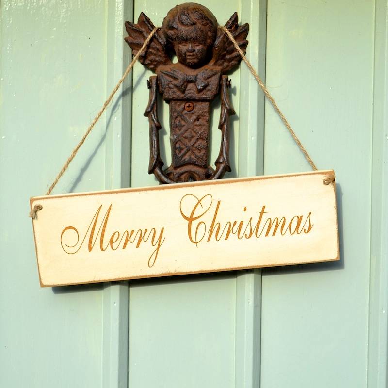 Merry Christmas Hanging Sign By Christening Gifts by Rose Cottage