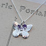 Butterfly Necklace In Sterling Silver With Gemstones, thumbnail 1 of 5