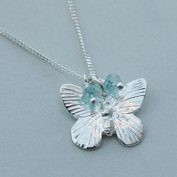 Butterfly Necklace In Sterling Silver With Gemstones, 4 of 5