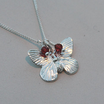 Butterfly Necklace In Sterling Silver With Gemstones, 3 of 5
