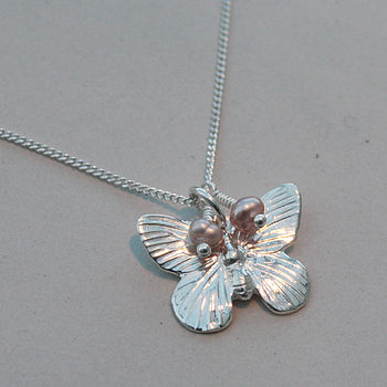 Butterfly Necklace In Sterling Silver With Gemstones, 2 of 5