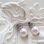 Filigree And Pearl Leverback Earrings, thumbnail 3 of 8