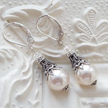 Filigree And Pearl Leverback Earrings, 3 of 8