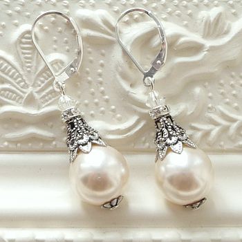 Filigree And Pearl Leverback Earrings, 5 of 8
