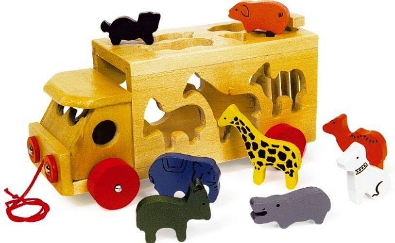 Wooden Shape Sorting Zoo Animal Cart By British and Bespoke